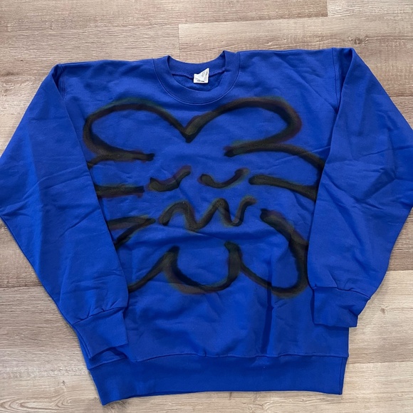 Spraypainted Crewneck -Blue - Picture 1 of 3